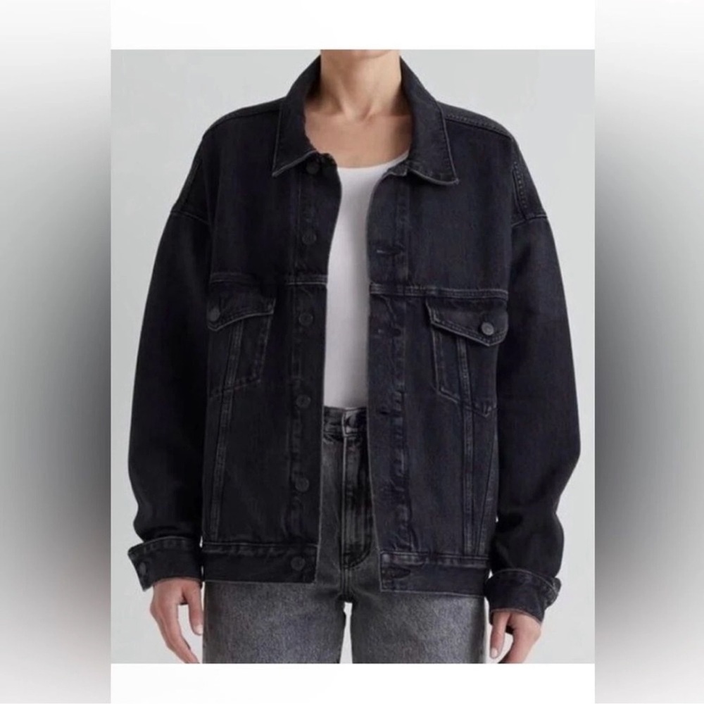 Edwin Jeans Black Denim Jacket Biker Size Small $248 Anthropologie
